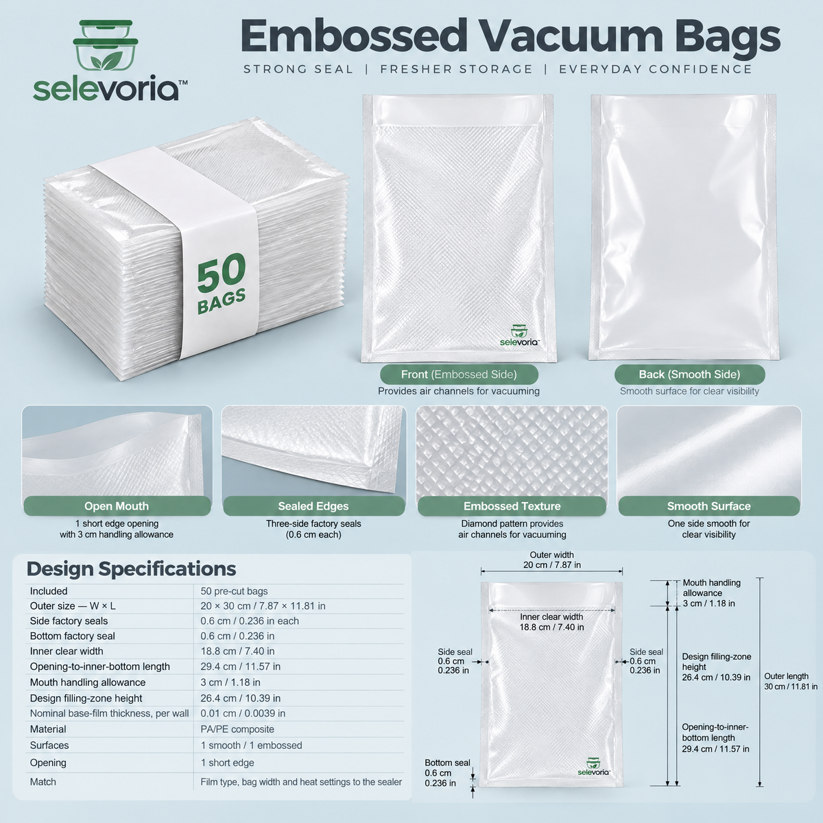 selevoria™ Embossed Vacuum Sealer Bags — view 2