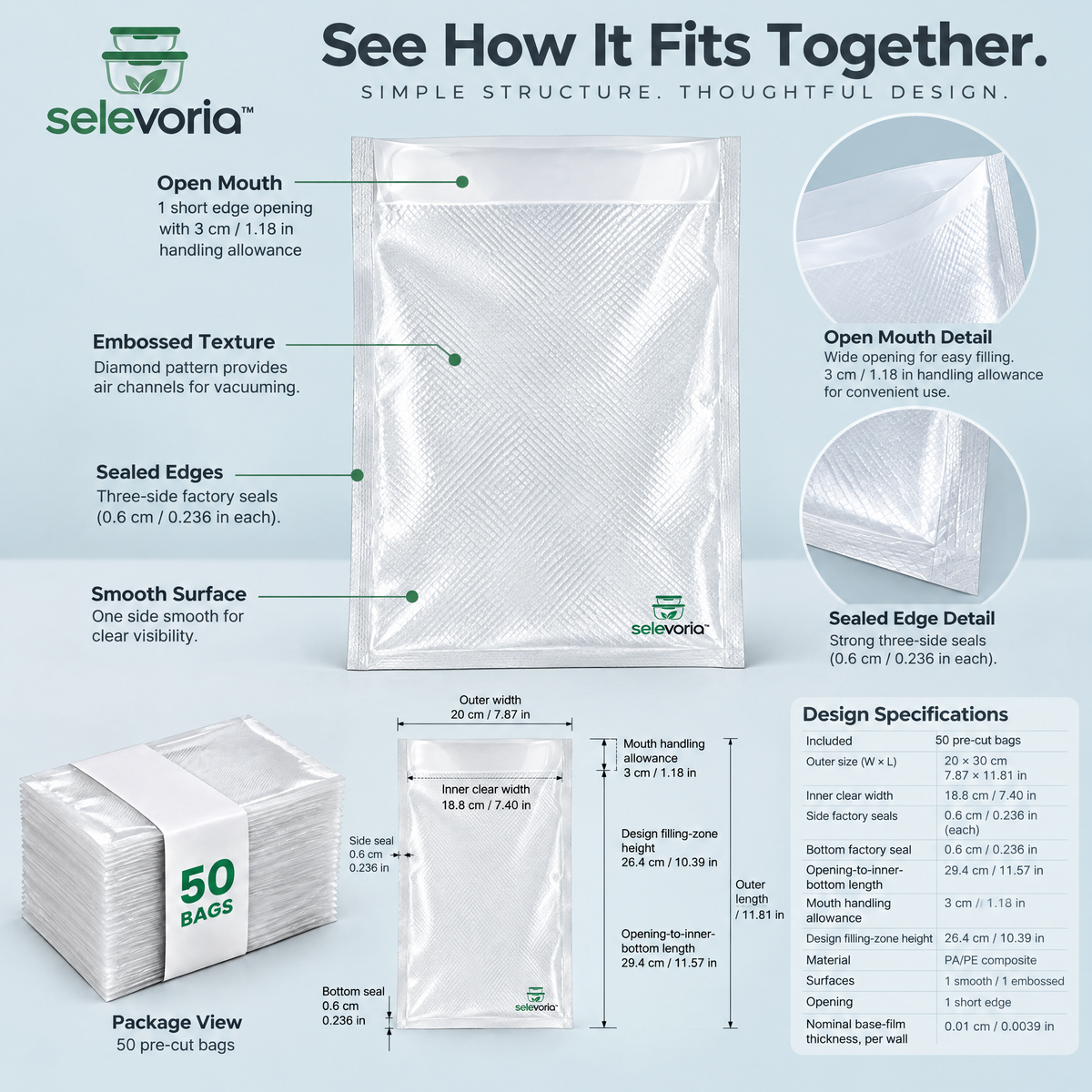 selevoria™ Embossed Vacuum Sealer Bags — view 5
