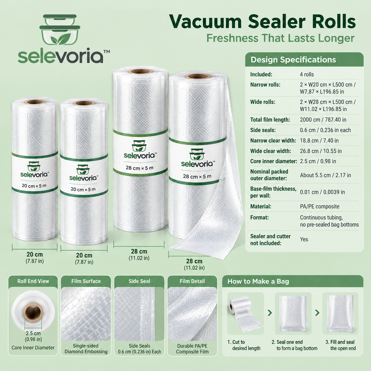 selevoria™ Food Vacuum Sealer Roll Set — view 2