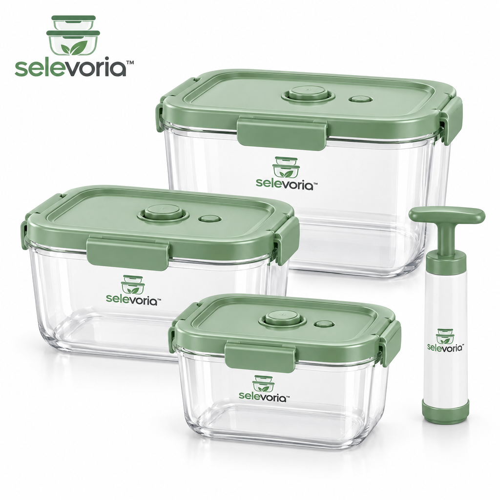 selevoria™ Reusable Vacuum Food Storage Container Set — white background