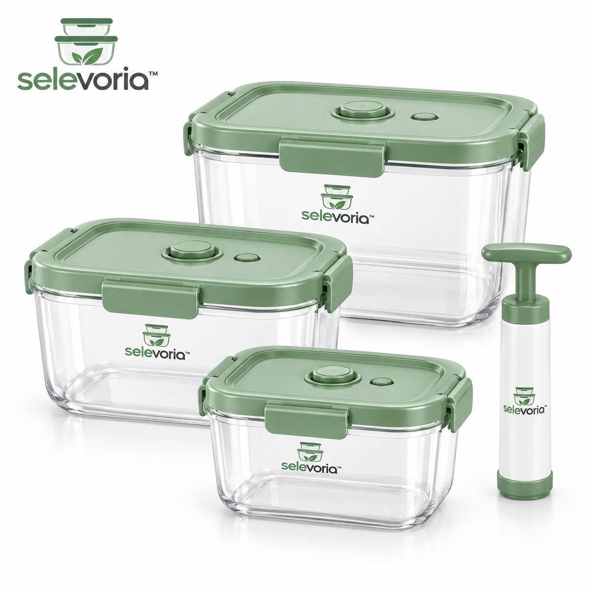 selevoria™ Reusable Vacuum Food Storage Container Set — white background