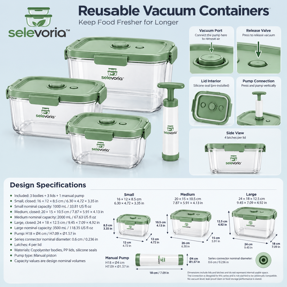 selevoria™ Reusable Vacuum Food Storage Container Set — view 2