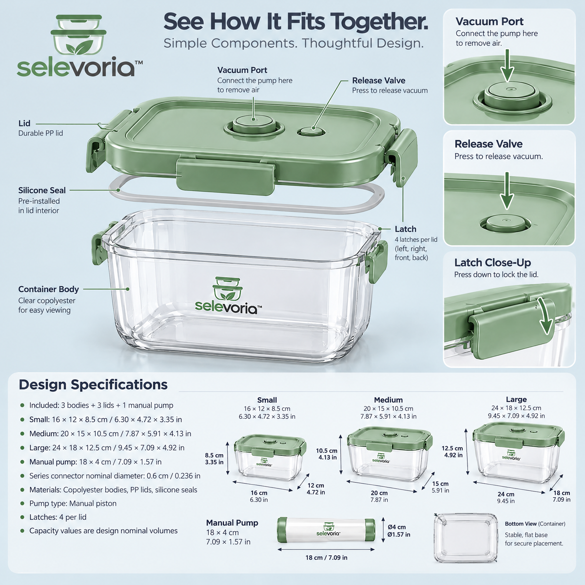 selevoria™ Reusable Vacuum Food Storage Container Set — view 5