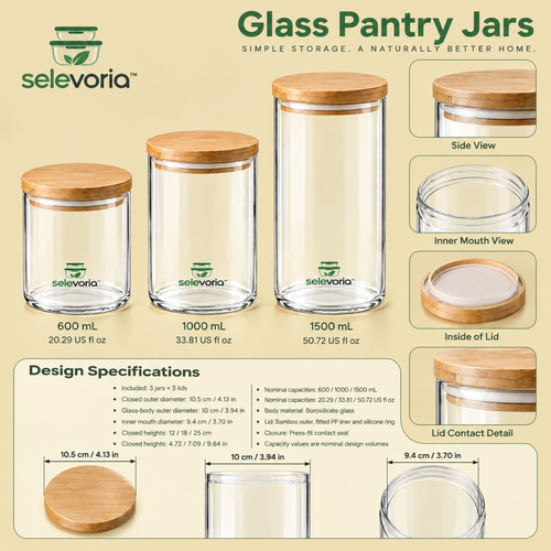 selevoria™ Airtight Glass Pantry Storage Jar Set — view 2