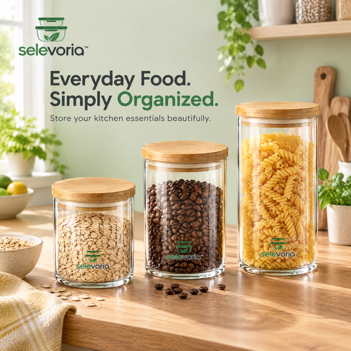 selevoria™ Airtight Glass Pantry Storage Jar Set — view 3
