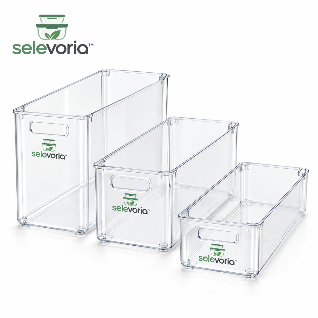 selevoria™ Stackable Refrigerator Food Storage Bins — white background