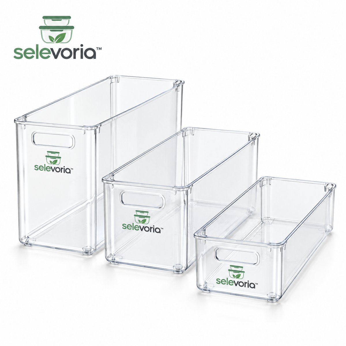 selevoria™ Stackable Refrigerator Food Storage Bins — white background