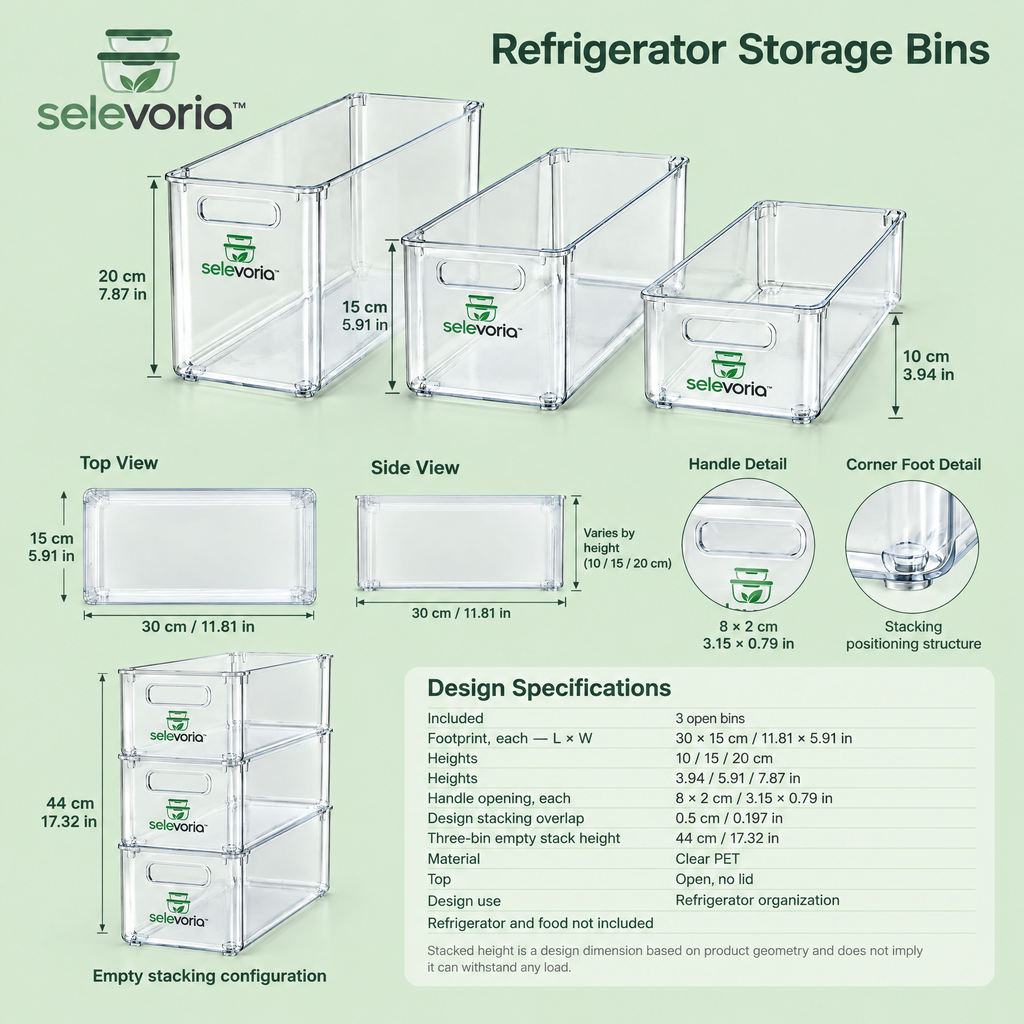 selevoria™ Stackable Refrigerator Food Storage Bins — view 2