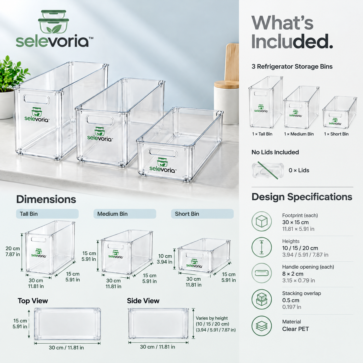 selevoria™ Stackable Refrigerator Food Storage Bins — view 9
