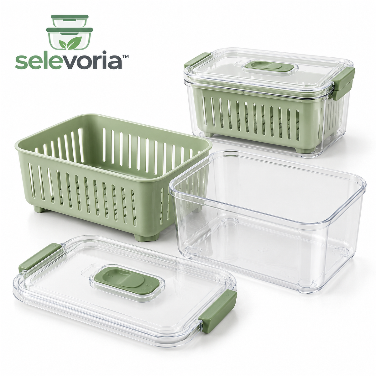 selevoria™ Fresh Produce Storage Container Set — white background