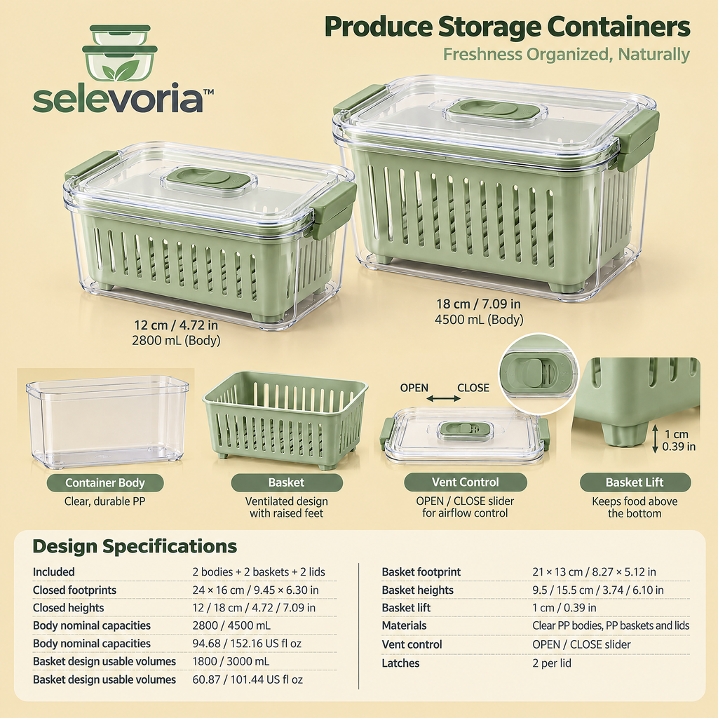selevoria™ Fresh Produce Storage Container Set — view 2