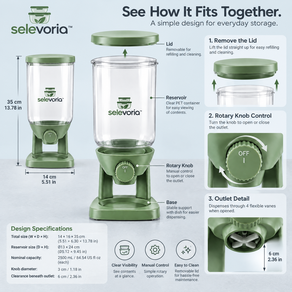 selevoria™ Airtight Dry Food Dispenser Set — view 5